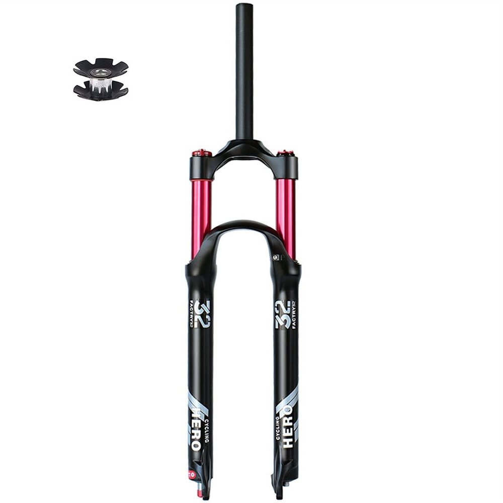 LYYCX Air Mountain Bike Front Fork 26 27.5 29 Inch, 140 Travel 9mm QR Rebound Adjust 1-1/8 Straight Tube/Tapered Tube Disc Brake Suspension Forks(Straight Manual,27.5 inches)