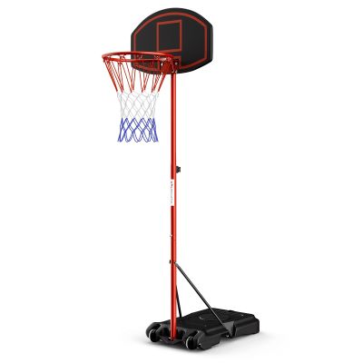 Goplus Portable Basketball Hoop, Height Adjustable Basketball Goal System [6.5FT-8.5FT] w/Shatterproof Backboard, Fillable Base & Wheels, Basketball Stand for Adult Kids, Indoor Outdoor Use