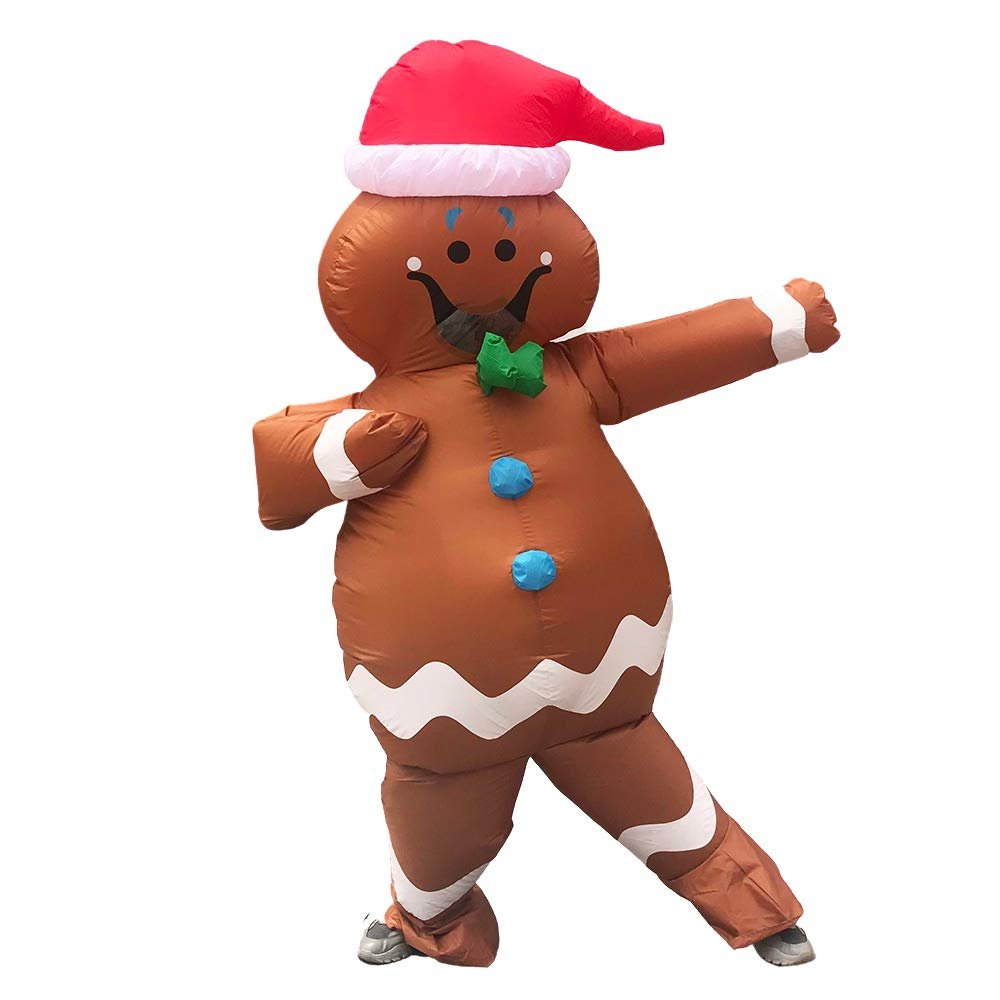 DeHasion Christmas Inflatable Gingerbread Man Costume Party Blow-up Suit for Adult Christmas Decor/Parade (Gingerbread Man)
