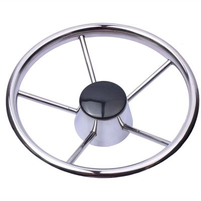 XMEIFEI PARTS Boat Accessories Marine 5 Spoke Stainless Steel Steer Wheel Mirror Polished Marine for Boat Yacht 15.5"