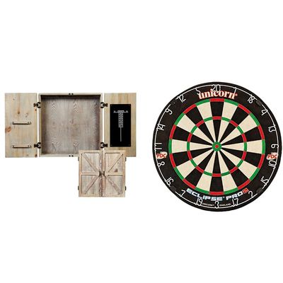 Unicorn American Legend Barnwood Dartboard Cabinet Eclipse Pro2 Dartboard