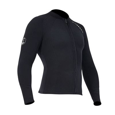 Wetsuit Top Women Men 2MM Neoprene Wetsuit Jacket Long Sleeve Diving Surfing Top, 3MM 1.5MM Wetsuits Shirt Vest Scuba Swimming Snorkeling Suit Swimsuit Warm Front Zip for Water Sports (2mm Men, XXL)
