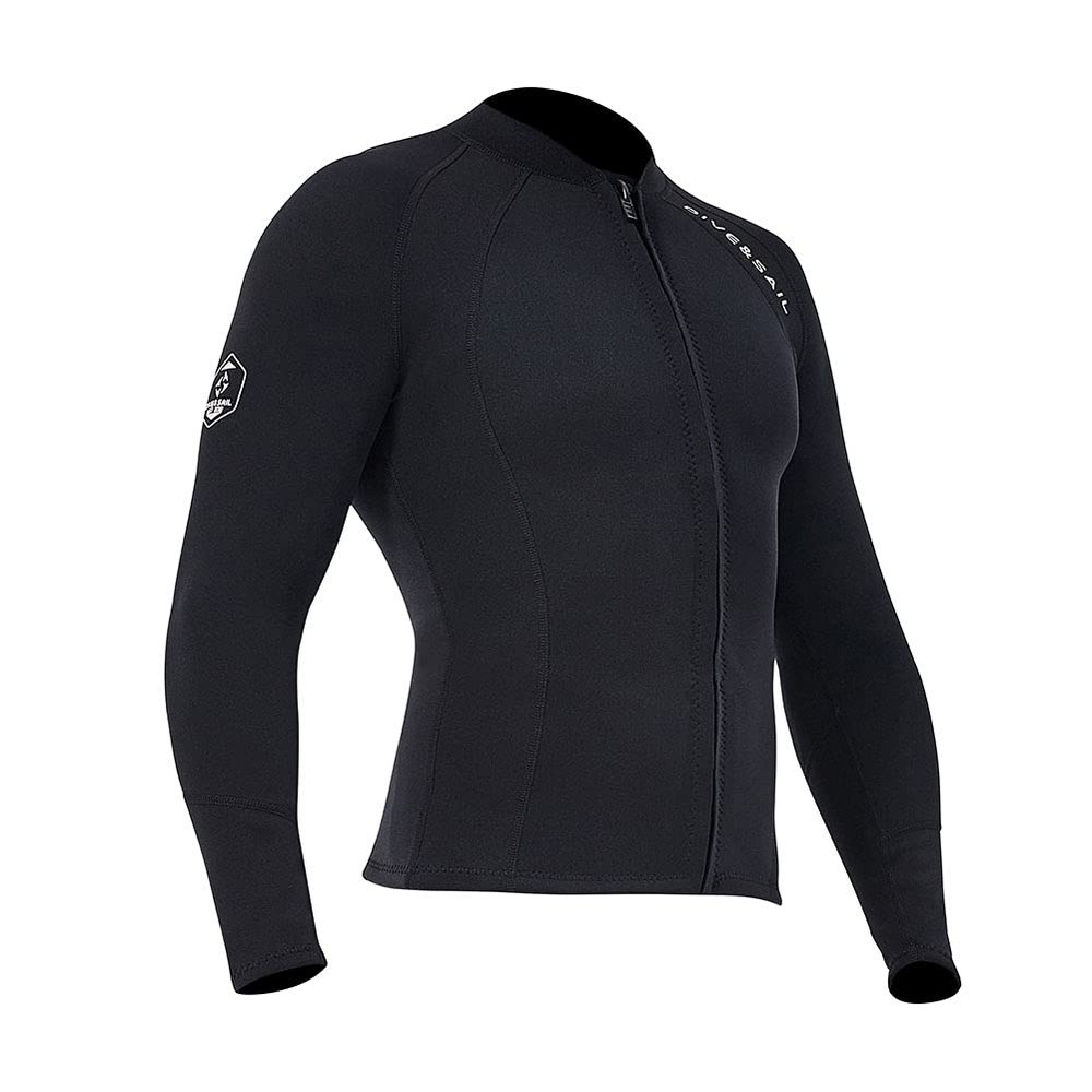 Wetsuit Top Women Men 2MM Neoprene Wetsuit Jacket Long Sleeve Diving Surfing Top, 3MM 1.5MM Wetsuits Shirt Vest Scuba Swimming Snorkeling Suit Swimsuit Warm Front Zip for Water Sports (2mm Men, XXL)