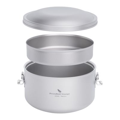 Boundless Voyage 900ml Titanium Canteen Mess Kit with Lid Double-Layer Not Insulated Salad Instant Noodle Bowl Portable for 1 Person Outdoor Camping Household Travel Ti1095T