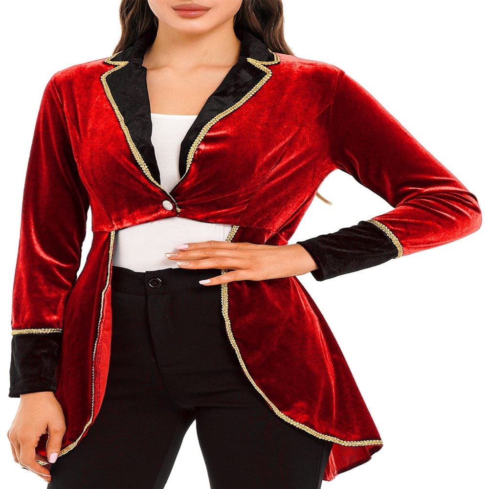 Loloda Women's Medieval Gothic Steampunk Corset Tailcoat Costumes Pirate Vampire Jackets Coat Red Medium