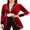 Loloda Women's Medieval Gothic Steampunk Corset Tailcoat Costumes Pirate Vampire Jackets Coat Red Medium view 1