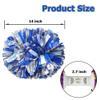 Hooshing 2PCS Blue and Silver Pom Poms Cheerleading Holographic Spot Cheer Pom Poms with Baton Handle for Team Spirit Sports Dance Cheering Kids Adults view 2
