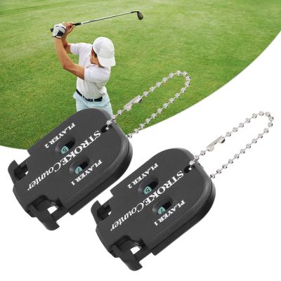 2pcs Golf Stroke Counter,Portable Golf Counter Clicker Mini Golf Stroke Shot Score Counter with Key Chain Black(2.0x2.2 inch)