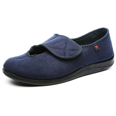 ZJING Men's Diabetic Slippers, Adjustable House Shoes, Plush Fleece Comfortable Non-Skid Relief for Wide Swollen Feet, Elderly, Diabetes, Swelling, Edema, Arthritis,Blue,12