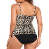 Firpearl Women's Tankini Swimsuits Twist V Neck Swim Top with Shorts Tummy Control Two Piece Bathing Suit US12 Black&Leopard view 4