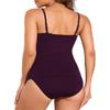 Firpearl Women's Tankini Swimsuits Twist V Neck Swim Top with Shorts Tummy Control Two Piece Bathing Suit US18 Deep Merlot view 4