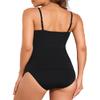 Firpearl Women's Tankini Swimsuits Twist V Neck Swim Top with Shorts Tummy Control Two Piece Bathing Suit US14 Black view 4
