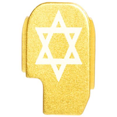NDZ Performance Rear Slide Cover Plate for Sig P365 P365X P365 XL P365 X Macro P365 Fuse 9mm .380 Laser Engraved Aluminum in Gold - Star of David Mogen Dovid