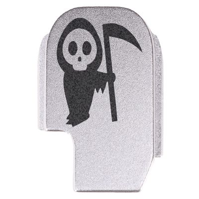 NDZ Performance Rear Slide Cover Plate for Sig P365 P365X P365 XL P365 X Macro P365 Fuse 9mm .380 Laser Engraved Aluminum in Silver - Grim Reaper Baby