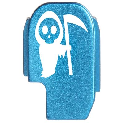NDZ Performance Rear Slide Cover Plate for Sig P365 P365X P365 XL P365 X Macro P365 Fuse 9mm .380 Laser Engraved Aluminum in Blue - Grim Reaper Baby