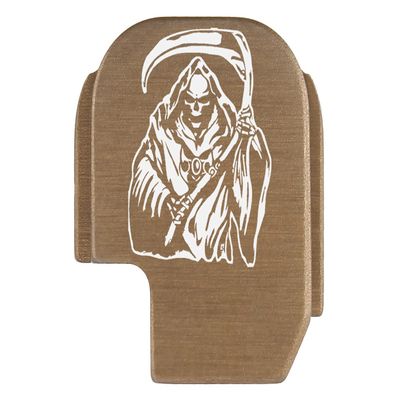 NDZ Performance Rear Slide Cover Plate for Sig P365 P365X P365 XL P365 X Macro P365 Fuse 9mm .380 Laser Engraved Aluminum FDE - Grim Reaper 1
