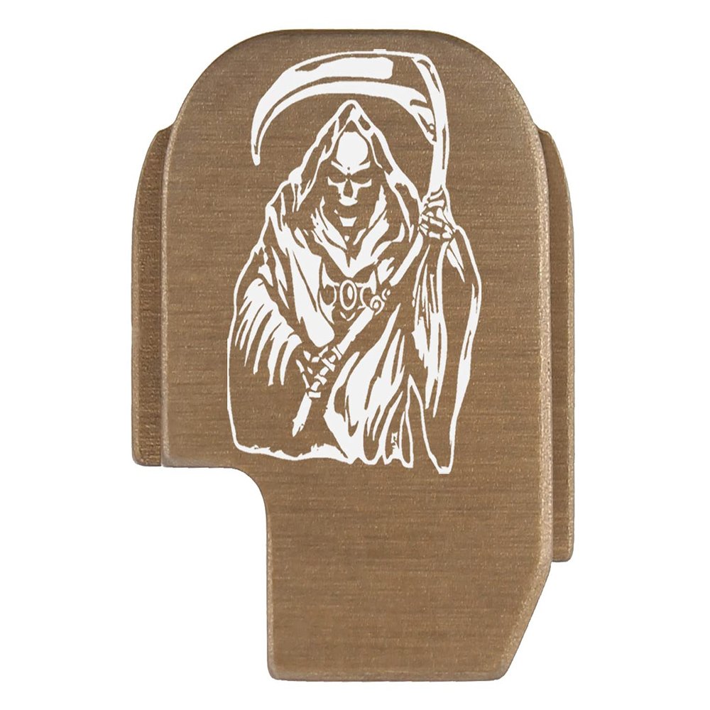 NDZ Performance Rear Slide Cover Plate for Sig P365 P365X P365 XL P365 X Macro P365 Fuse 9mm .380 Laser Engraved Aluminum FDE - Grim Reaper 1