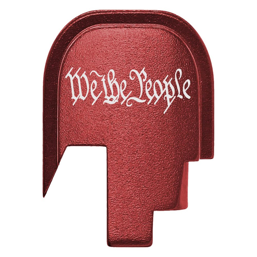 NDZ Performance Slide Cover Back Plate for Smith & Wesson Shield, Shield Plus, Shield M2.0 9mm/.40  CNC Aluminum, Laser Engraved, Made in USA  Red, We The People One Line Script