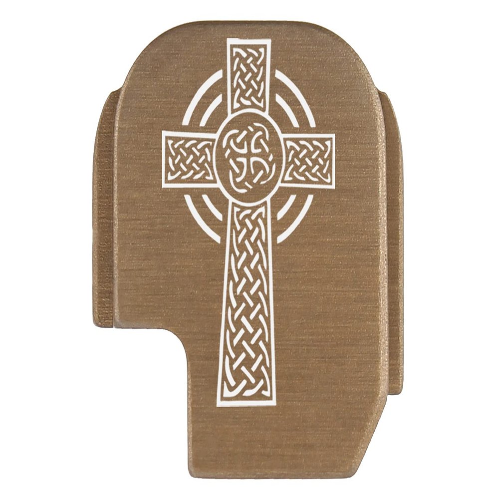 NDZ Performance Rear Slide Cover Plate for Sig P365 P365X P365 XL P365 X Macro P365 Fuse 9mm .380 Laser Engraved Aluminum FDE - Celtic Cross