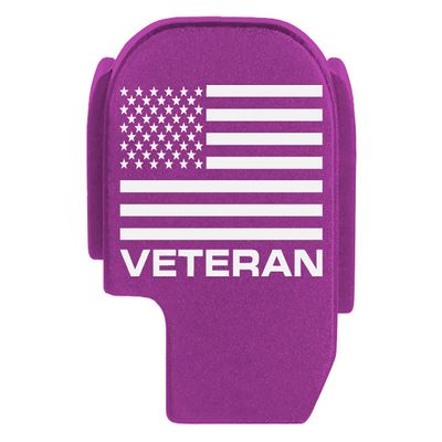 NDZ Performance Rear Slide Cover Plate for Sig P365 P365X P365 XL P365 X Macro P365 Fuse 9mm .380 Laser Engraved Aluminum in Purple - US Flag Veteran Text Bold