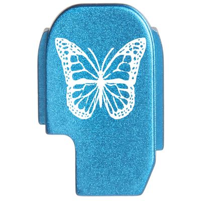 NDZ Performance Rear Slide Cover Plate for Sig P365 P365X P365 XL P365 X Macro P365 Fuse 9mm .380 Laser Engraved Aluminum in Blue - Butterfly