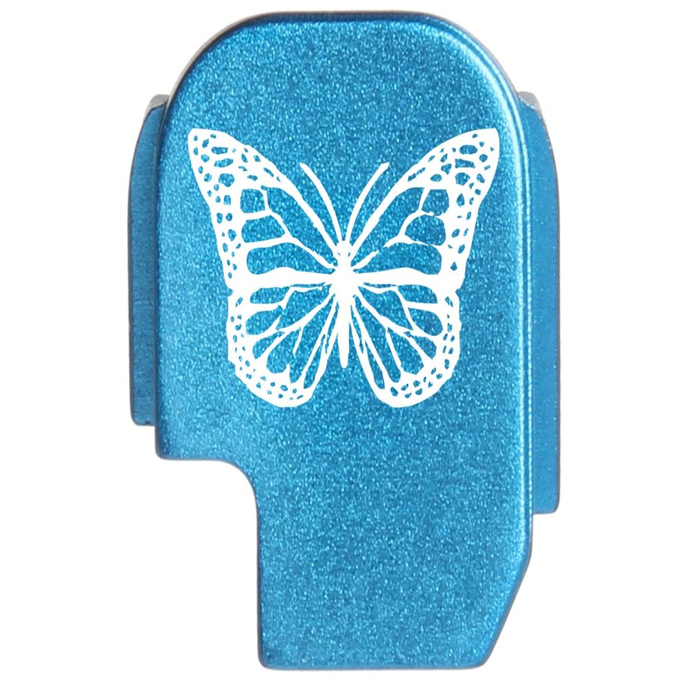 NDZ Performance Rear Slide Cover Plate for Sig P365 P365X P365 XL P365 X Macro P365 Fuse 9mm .380 Laser Engraved Aluminum in Blue - Butterfly