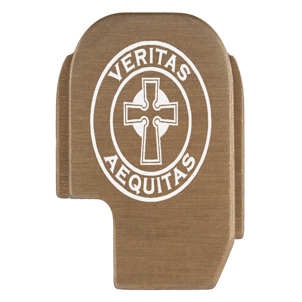 NDZ Performance Rear Slide Cover Plate for Sig P365 P365X P365 XL P365 X Macro P365 Fuse 9mm .380 Laser Engraved Aluminum FDE - Celtic Cross Veritas Aequitas Circle