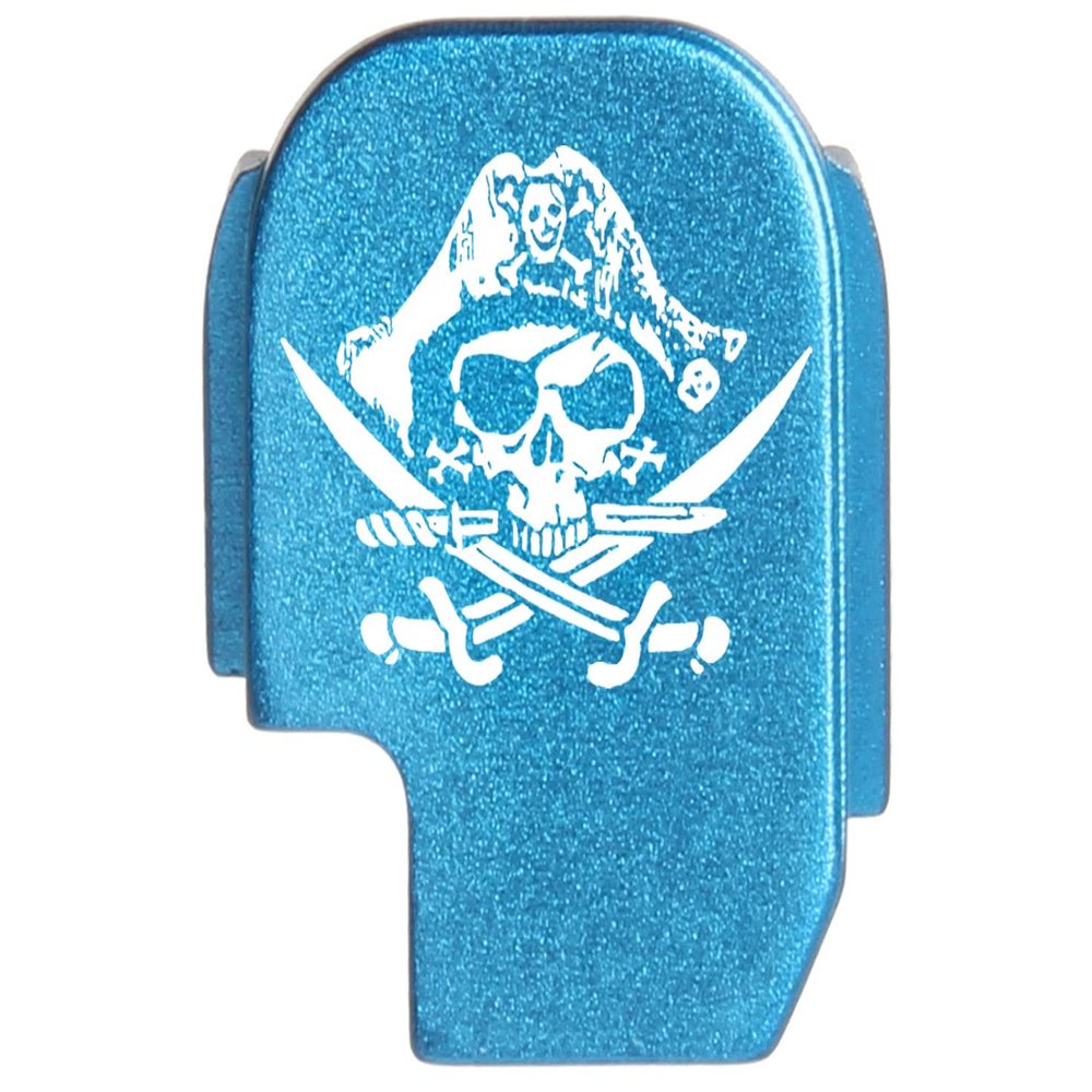 NDZ Performance Rear Slide Cover Plate for Sig P365 P365X P365 XL P365 X Macro P365 Fuse 9mm .380 Laser Engraved Aluminum in Blue - Calico Jack Jolly Roger
