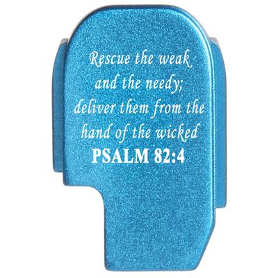 NDZ Performance Rear Slide Cover Plate for Sig P365 P365X P365 XL P365 X Macro P365 Fuse 9mm .380 Laser Engraved Aluminum in Blue - Bible Psalm 82:4