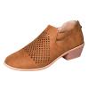 Bcshiye Women's Ankle Boots Low Heels Chunky Cutout Booties Hollow Out Casual Western Shoes Winter Boots view 4