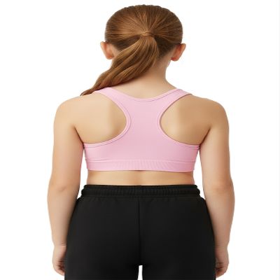 Kurve Girls Seamless Lightweight Stretchy Racerback Sports Bra, Pink, Age 14-17