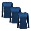 Natural Uniforms Women's Under Scrub Tee Crew Neck Long Sleeve T-Shirt-3-Pack (XX-Small, 3 Pack True Navy Blue) view 1