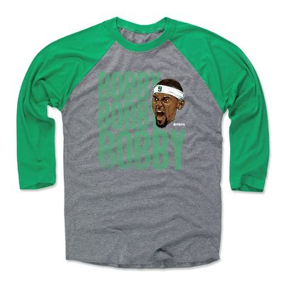 500 LEVEL Bobby Portis Tee Shirt (Baseball Tee, XXX-Large, Green/Heather Gray) - Bobby Portis Jr. Stack WHT