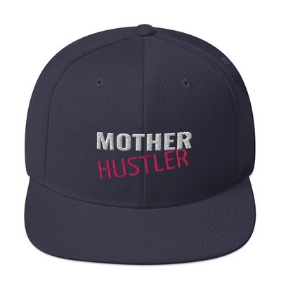 Mother Hustler Mother's Day CEO Entrepreneur 3D Puff Flatbrim Flat Brim Snapback Hat Navy