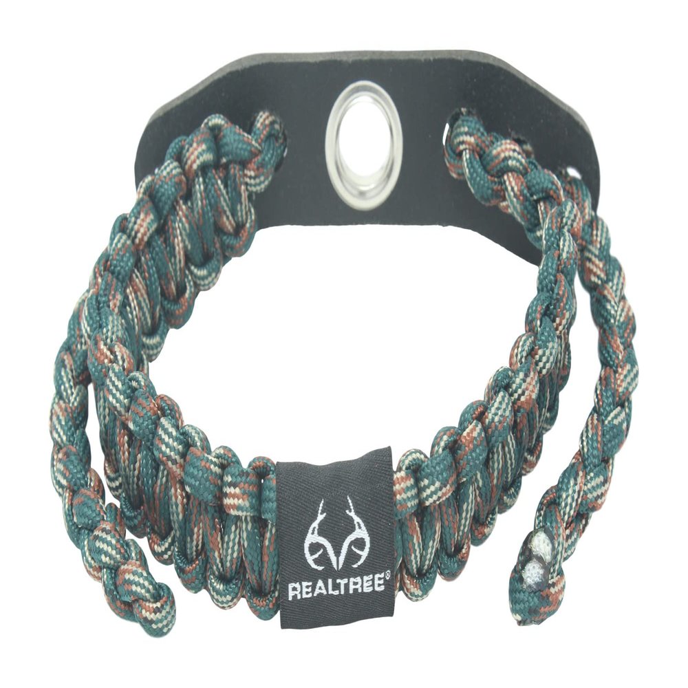 Ten Point Gear Realtree Paracord Archery Bow Wrist Sling - 100% Full Grain Leather 550 Paracord (Woodland Camo)