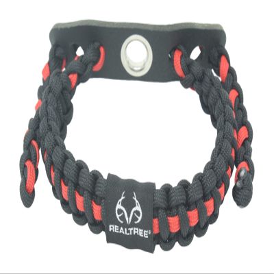 Ten Point Gear Realtree Paracord Archery Bow Wrist Sling - 100% Full Grain Leather 550 Paracord (Thin Red Line)