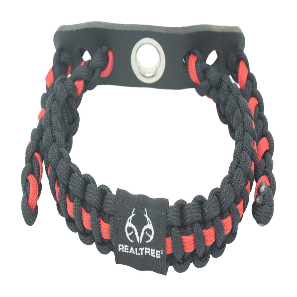 Ten Point Gear Realtree Paracord Archery Bow Wrist Sling - 100% Full Grain Leather 550 Paracord (Thin Red Line)