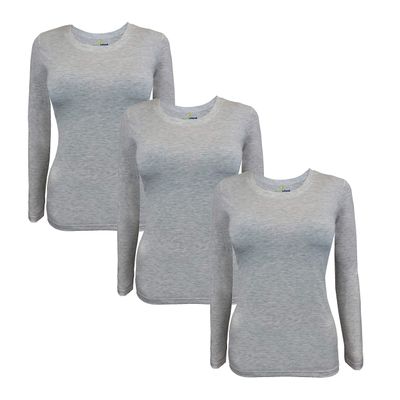 Natural Uniforms Women's Under Scrub Tee Crew Neck Long Sleeve T-Shirt-3-Pack (XX-Small, 3 Pack Heather Charcoal)
