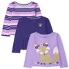 The Children's Place baby girls The Children's Place and Toddler Long Sleeve Fashion Top Multipacks Shirt, Iris Pop, 18-24 Months US view 1