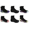 Fruit of the Loom Girls 6 Pack Everyday Active Ankle Socks, Black Assorted, 10.5-4 view 1