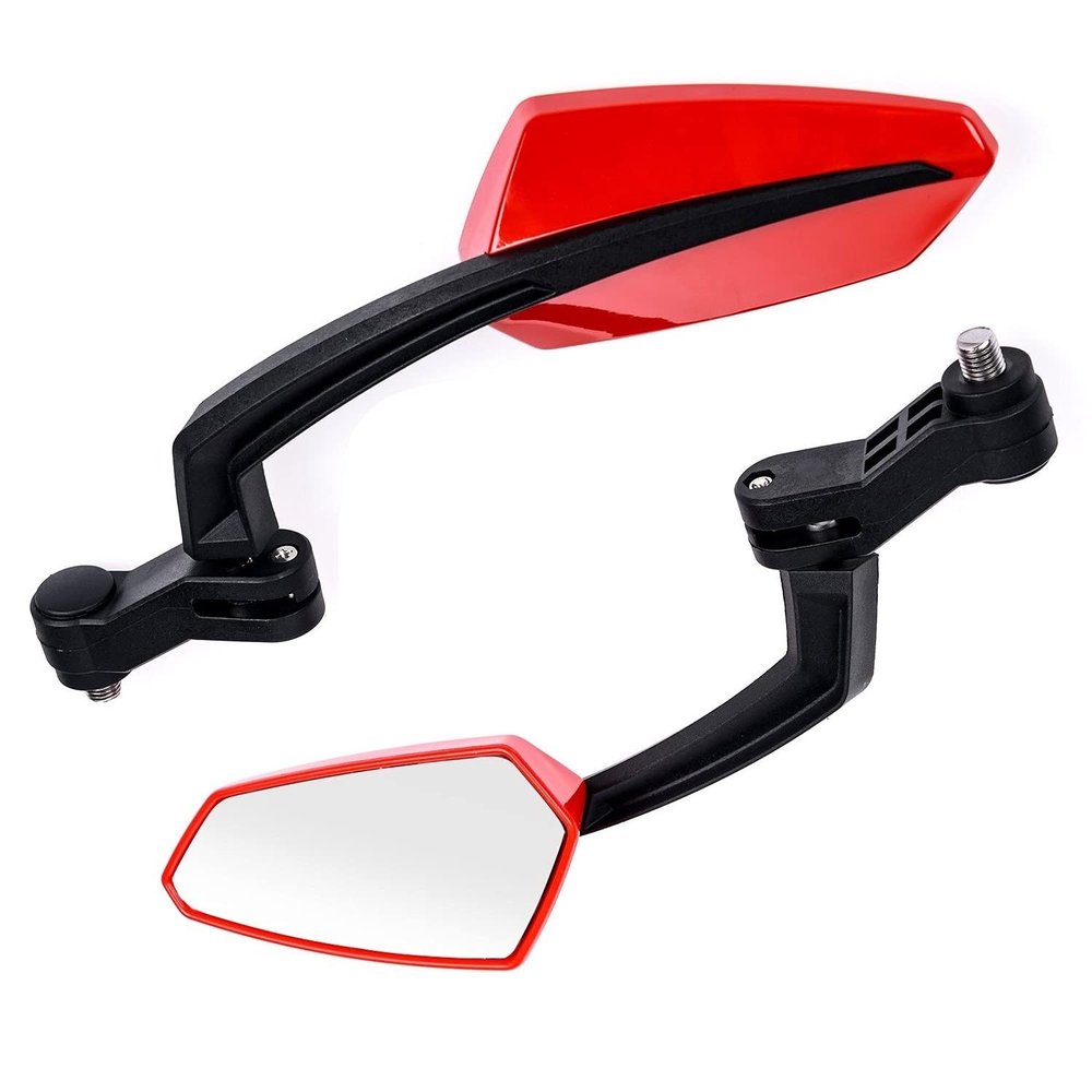 Bike Mirrors, 360 Rotatable Cycling Rearview Mirrors, Wide Angle Safe Shockproof Bicycle Mirror, Ebike Universal Fit Accessories 1 Pair (Red)