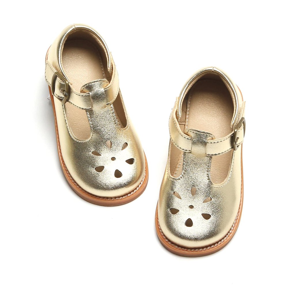 Felix & Flora Toddler Little Gold Girl Mary Jane Dress Shoes Size 10 - Ballet Flats Girl Party School Wedding