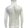 TAIKMD Kids Boys Shiny Sequins Vest Crop Top Dance Jazz Hip Hop Jacket Waistcoat Choir Stage Performance (US, Age, 13 Years, Silver) view 3
