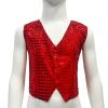 TAIKMD Kids Boys Shiny Sequins Vest Crop Top Dance Jazz Hip Hop Jacket Waistcoat Choir Stage Performance (US, Age, 10 Years, Red) view 2