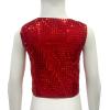 TAIKMD Kids Boys Shiny Sequins Vest Crop Top Dance Jazz Hip Hop Jacket Waistcoat Choir Stage Performance (US, Age, 10 Years, Red) view 3