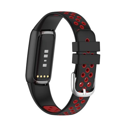 Band Compatible with Fitbit Luxe Bands, Soft Silicone Breathable Straps Replacement Sport Wristbands for Fitbit Luxe Women&Men (Black/Red)