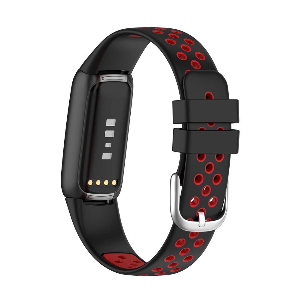 Band Compatible with Fitbit Luxe Bands, Soft Silicone Breathable Straps Replacement Sport Wristbands for Fitbit Luxe Women&Men (Black/Red)