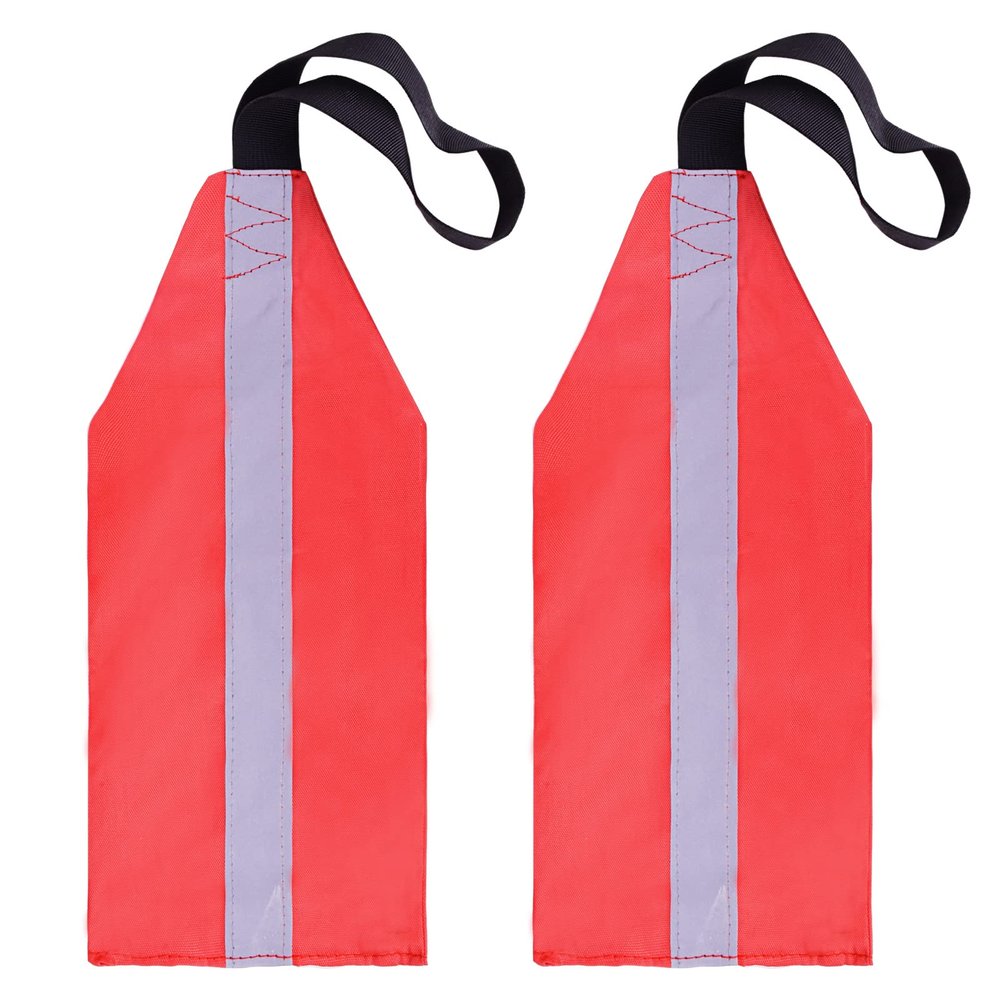 Emsiok 2 PCS Kayak Safety Flag High Visibility Trailer Warning Flags Reflective Travel Red Tow Flag Kayak Accessories for Truck Long Load Canoe Sup Towing