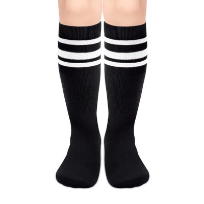 Olreco Toddler Knee High Socks Soccer Girls Boys Soccer Socks 4-6 Years Kids Soccer Socks Black Baby Knee High Socks for Girls