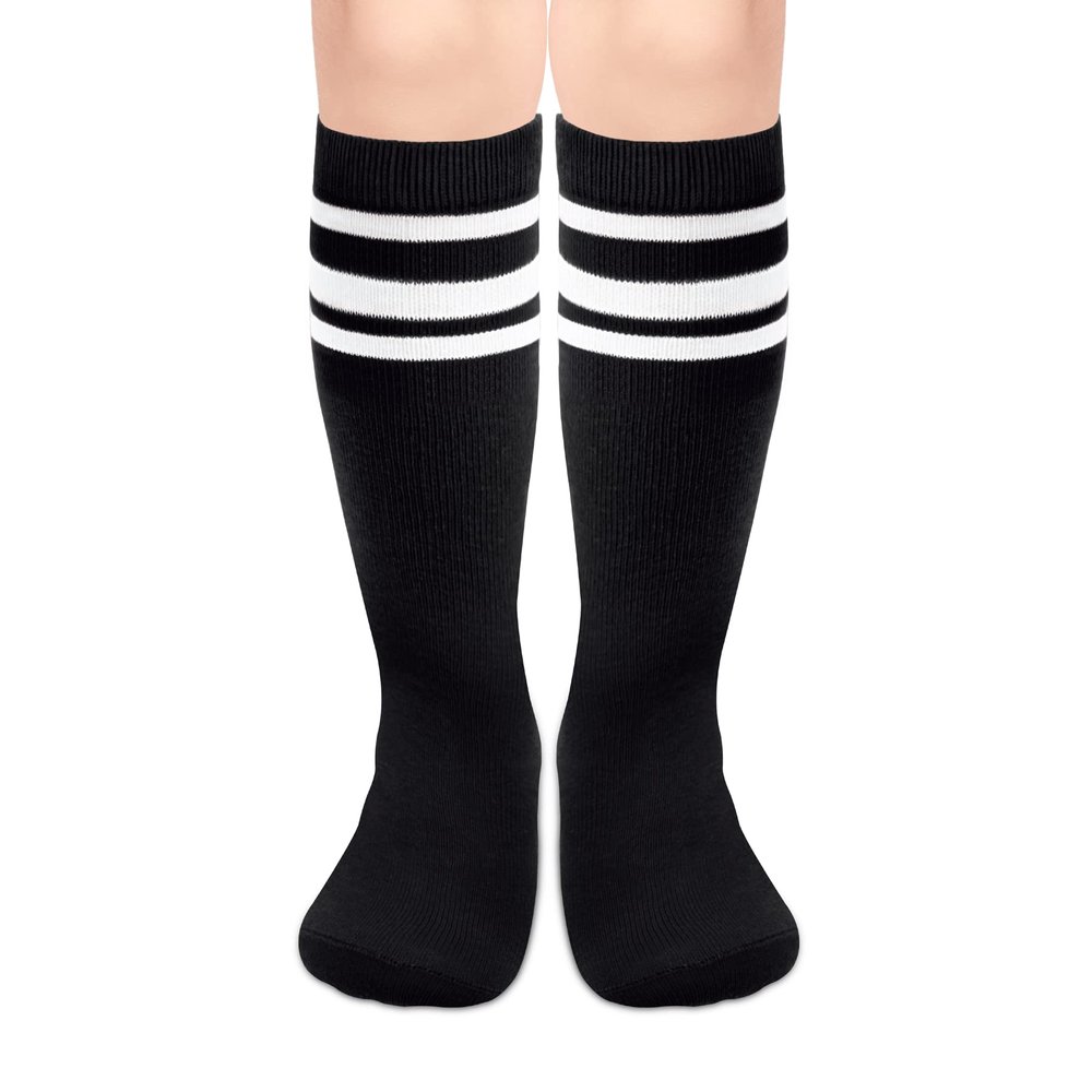 Olreco Toddler Knee High Socks Soccer Girls Boys Soccer Socks 4-6 Years Kids Soccer Socks Black Baby Knee High Socks for Girls